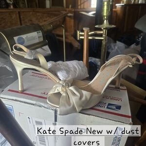 Kate Spade Cream Stiletto Heels with Bow Detail